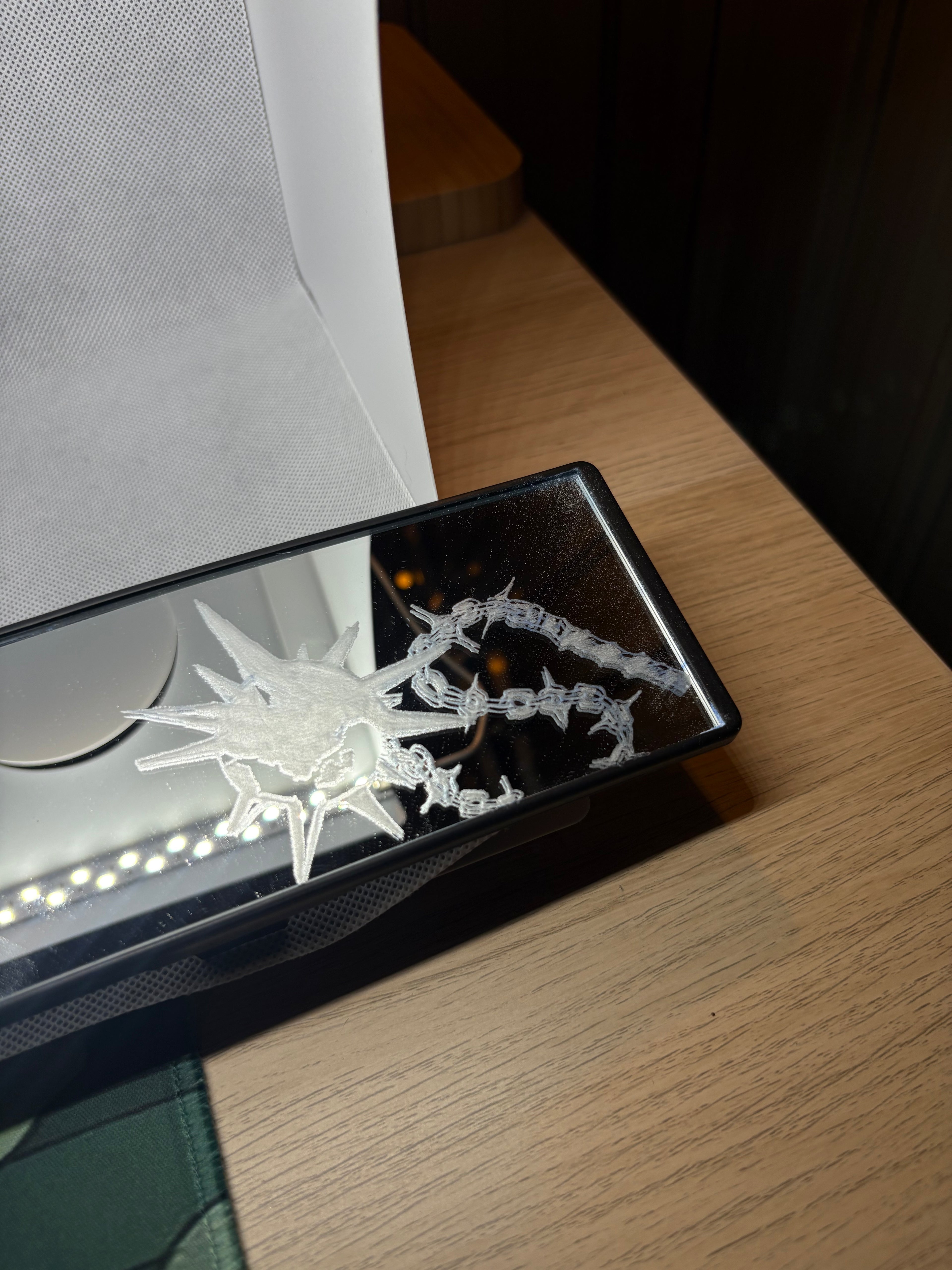 Flail design engraved car interior mirror