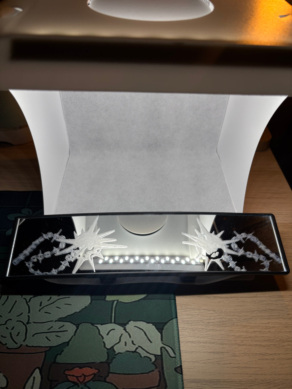 Flail design engraved car interior mirror