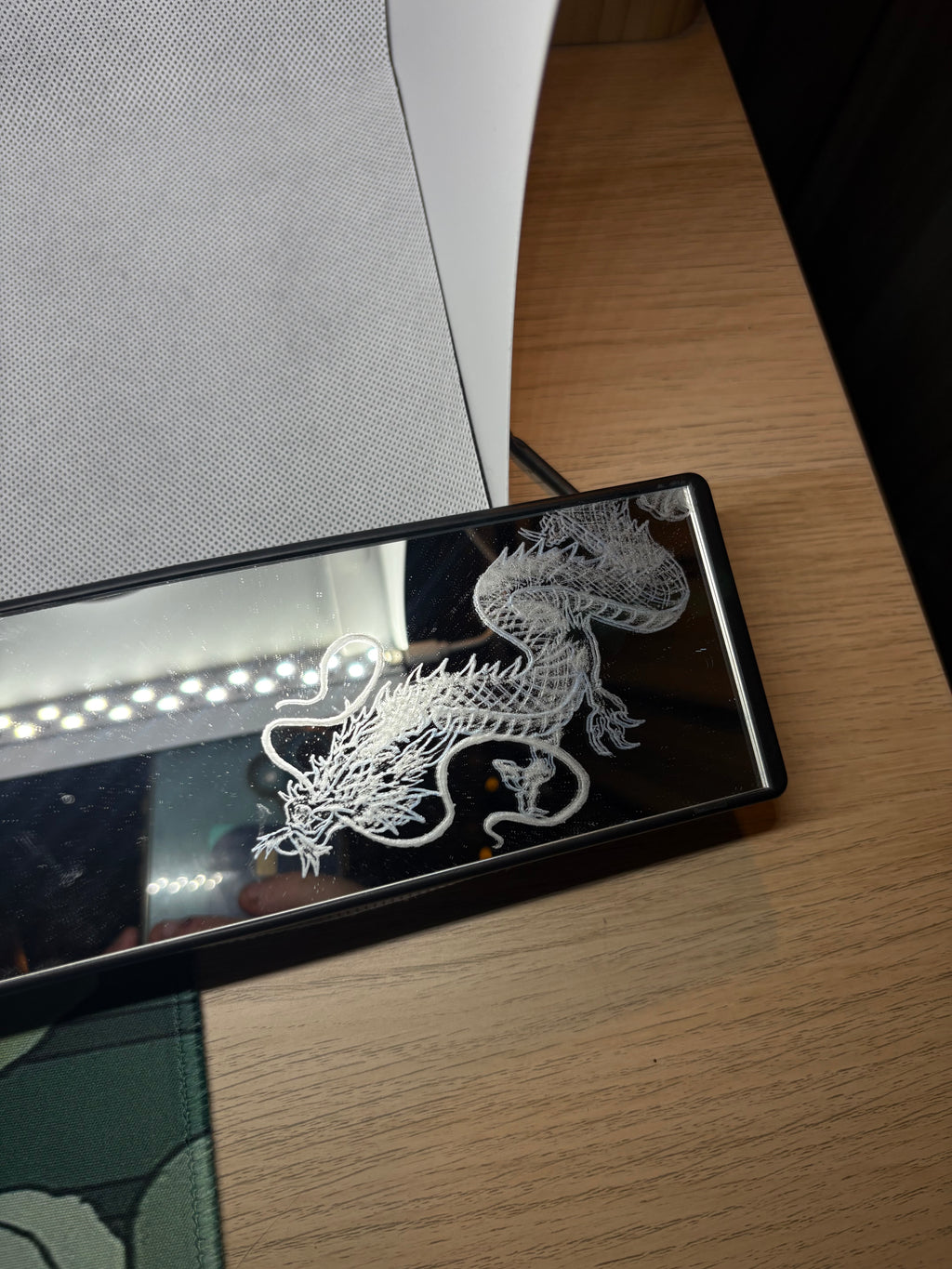 Dragon design engraved car mirror