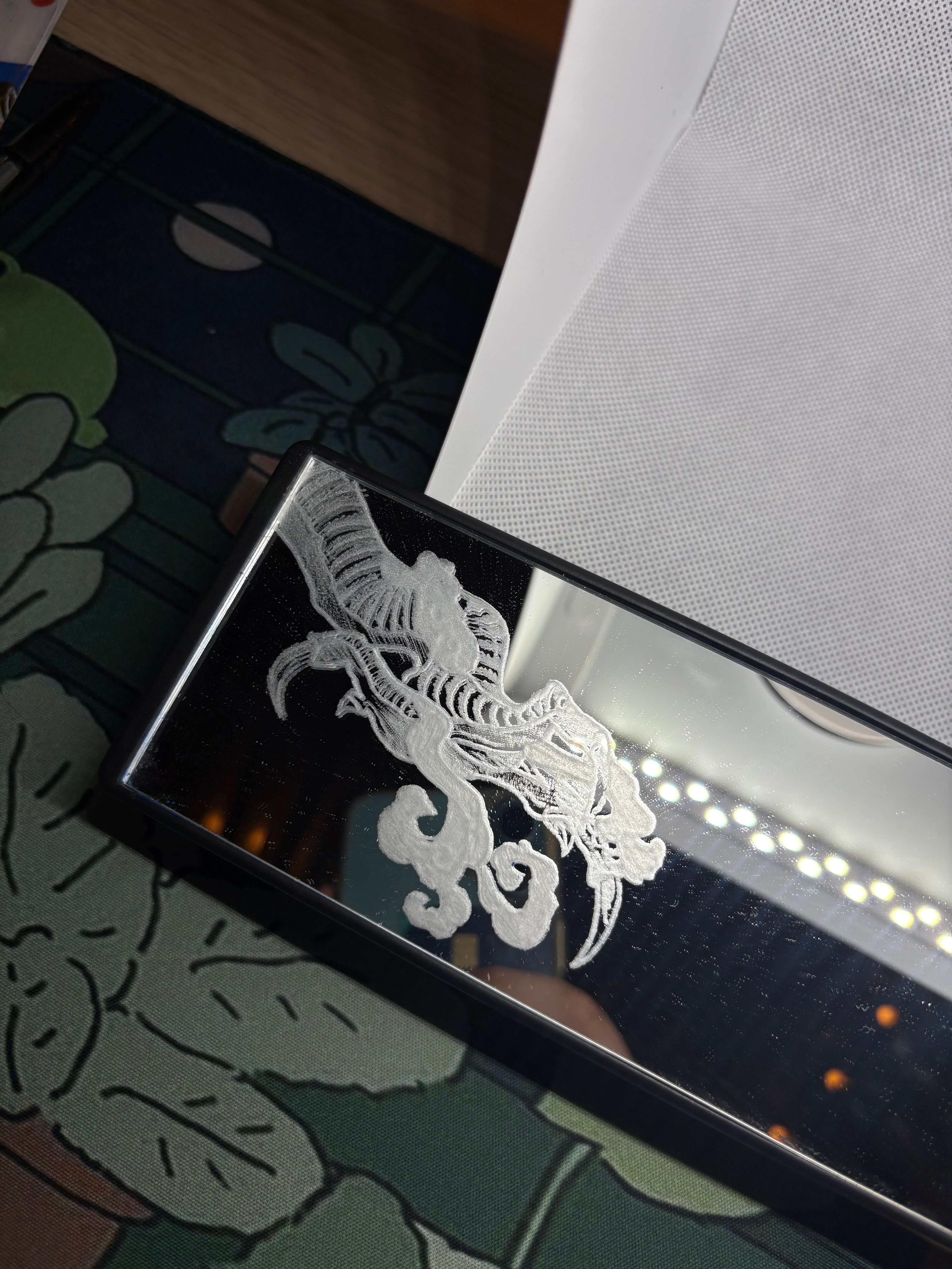 Dragon design engraved car mirror